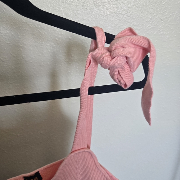 Lee Pink Tie-Shoulder Ribbed Tank - Picture 4 of 4
